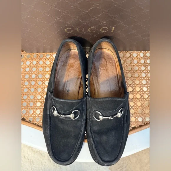 Gucci Mens Black Suede Silver Bit Lug Sole 8.5 D Loafer With Gucci Box - Picture 11 of 15